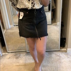 Free People Black Jean Skirt